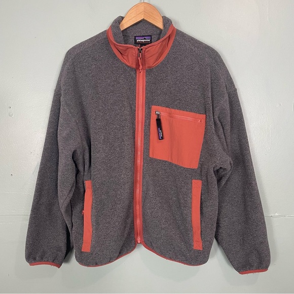 Patagonia Women’s Synchilla Fleece Jacket Large Full Zip Gray Orange 22955 - Picture 2 of 12